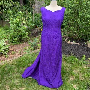 Magnificent Vivid Violet Purple Silk Dupioni Gown HANDMADE Sz 12-14 L XL